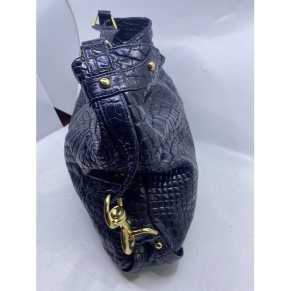 Rebecca Minkoff Croc Embossed Black Leather Shoulder Bag - Picture 5 of 8